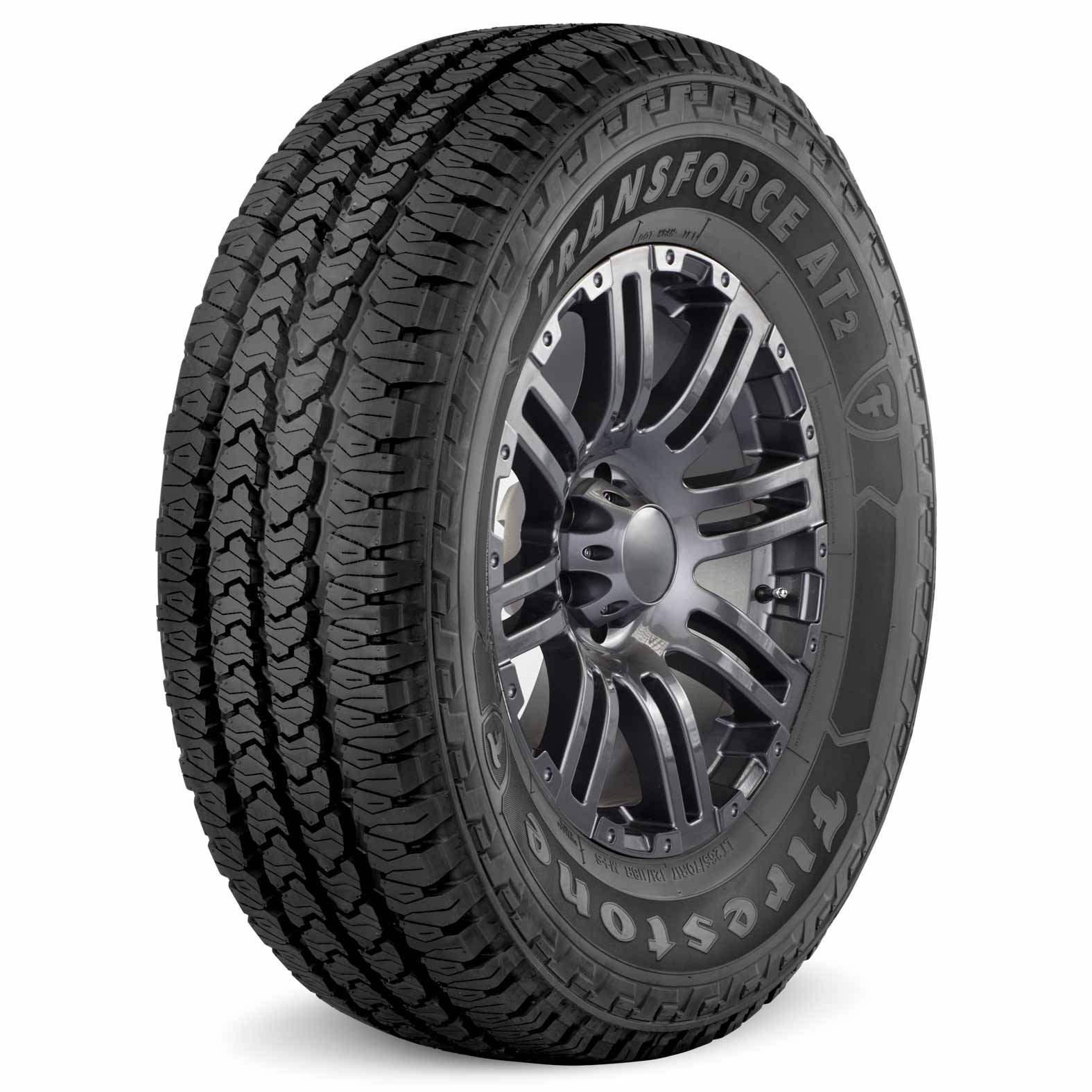Llanta Firestone Transforce todo terreno sobre fondo blanco, ideal para aventuras en cualquier tipo de terreno.